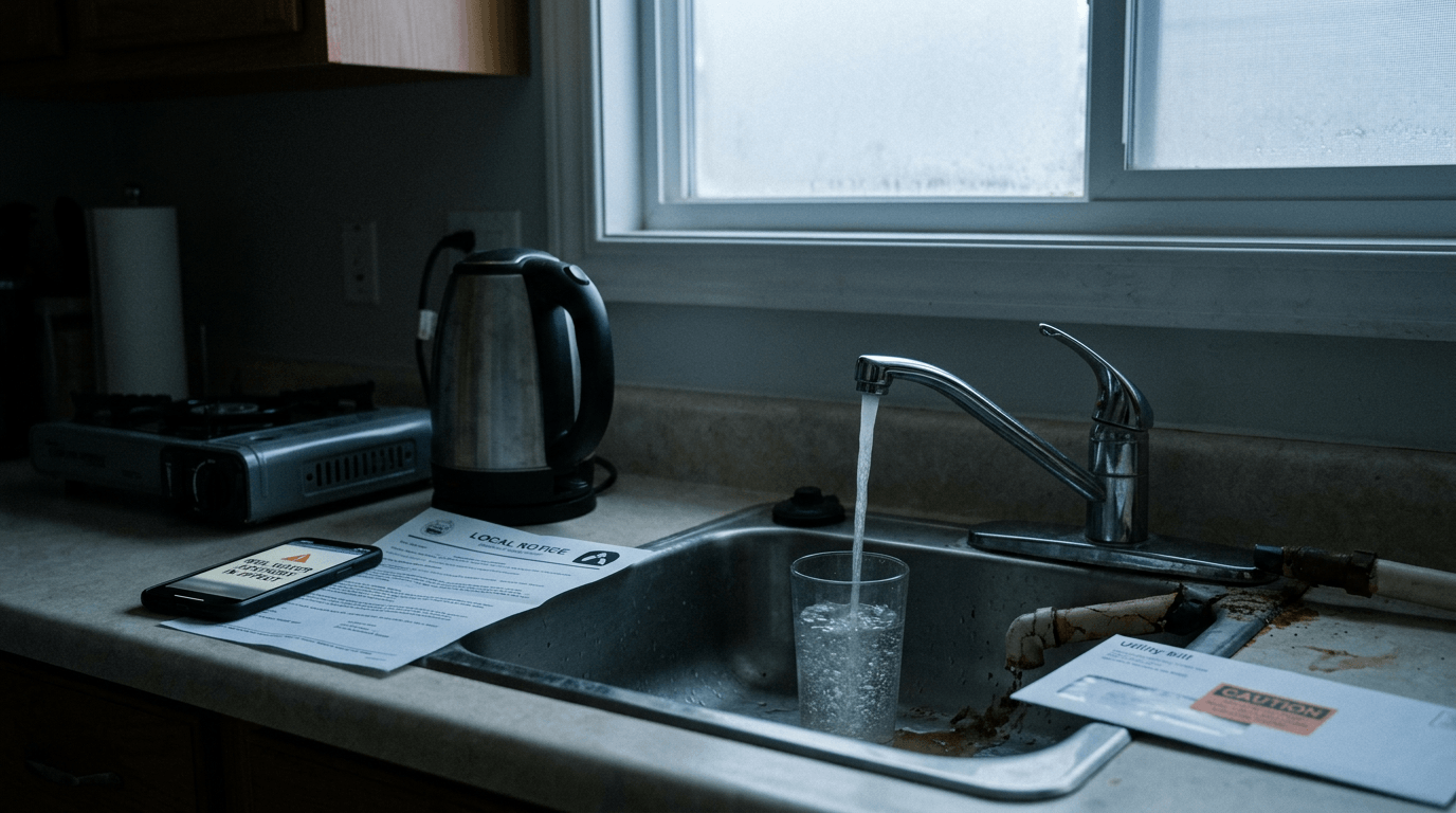 A kitchen tap during a water outage