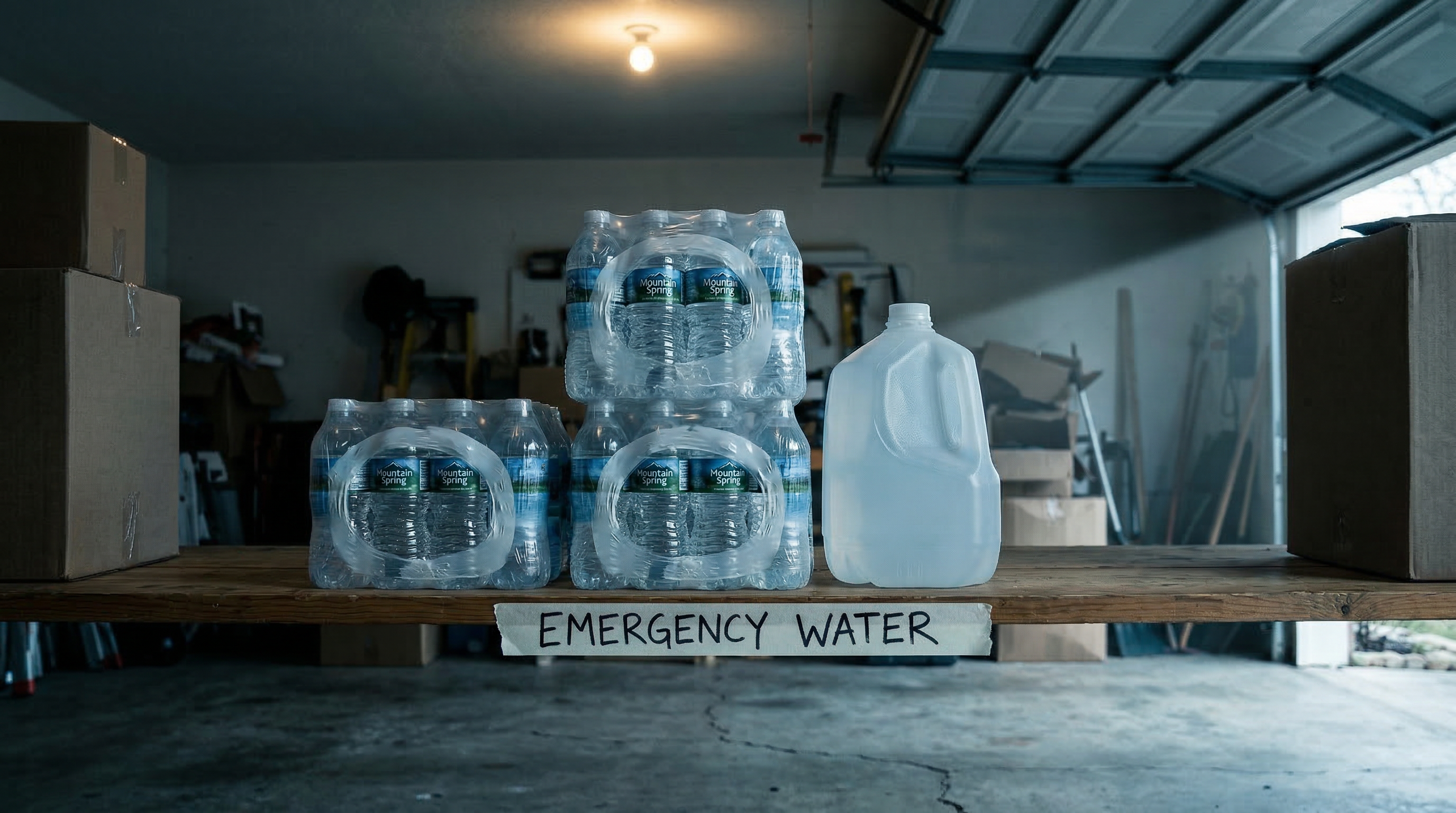 Bottled water and a filter on a window sill